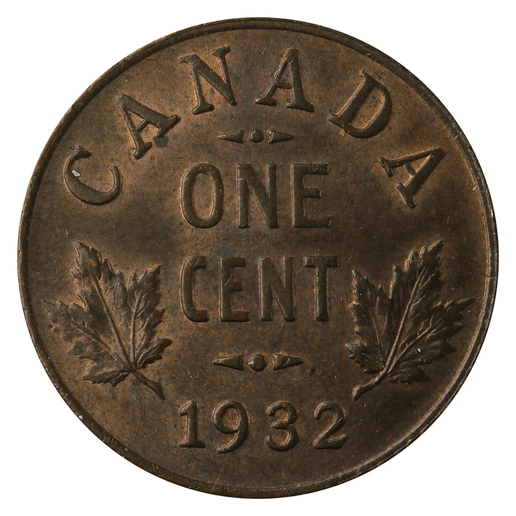 1932 Canada 1-cent UNC+ (MS62) Red & Brown