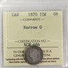 1870 Narrow 0 Canada 10-cents ICCS Certified G6