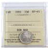1901 Canada 10-cents ICCS Certified EF45