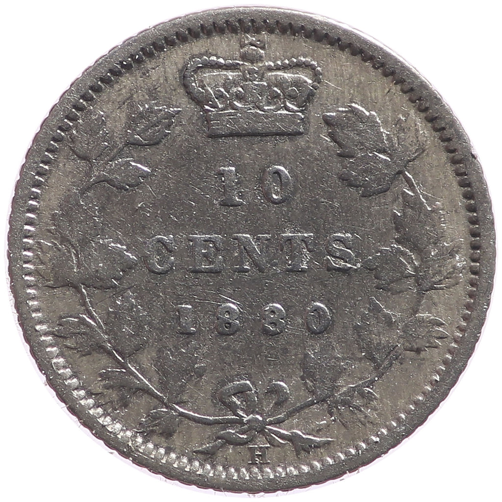 1880H Obv. 2 Canada 10-cents VG-F (VG10) $