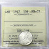 1917 Canada 10-cents ICCS Certified MS-63