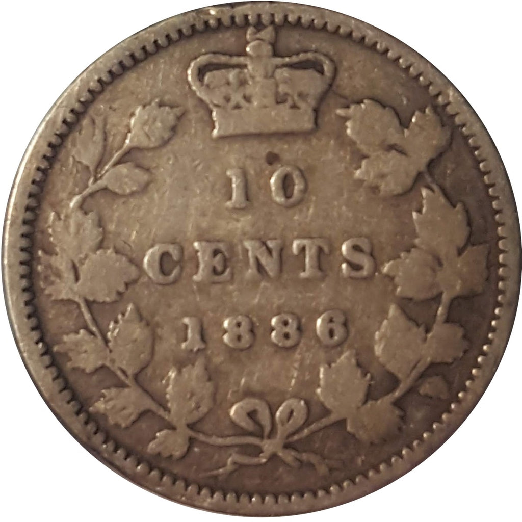 1886 Large Knobbed 6 Obv. 4 Canada 10-cents G-VG (G-6) $