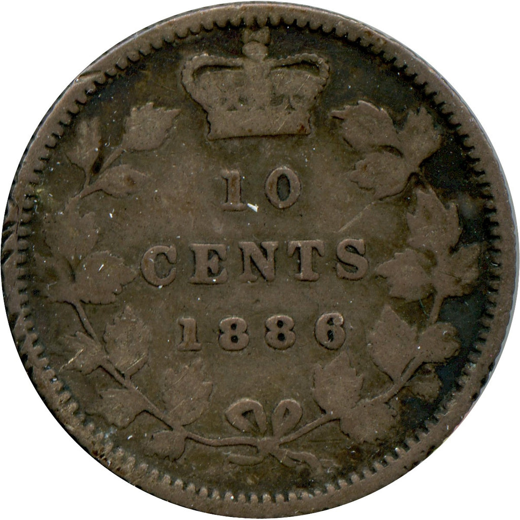 1886 Large Knobbed 6 Obv. 5 Canada 10-cents G-VG (G-6) $