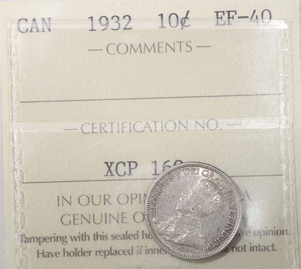 1932 Canada 10-cents ICCS Certified EF-40