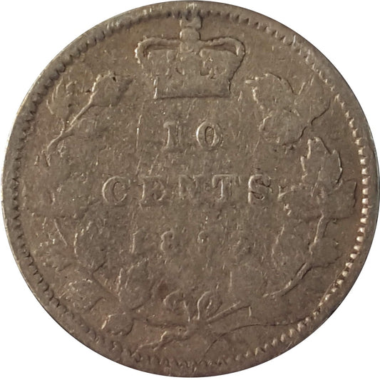 1893 Flat Top 3 Obv. 5 Canada 10-cents G-VG (G6) $