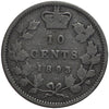 1893 Flat Top 3 Obv. 6 Canada 10-cents Very Good (VG-8) $