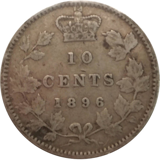 1896 Obv. 6 Canada 10-cents F-VF (F15)