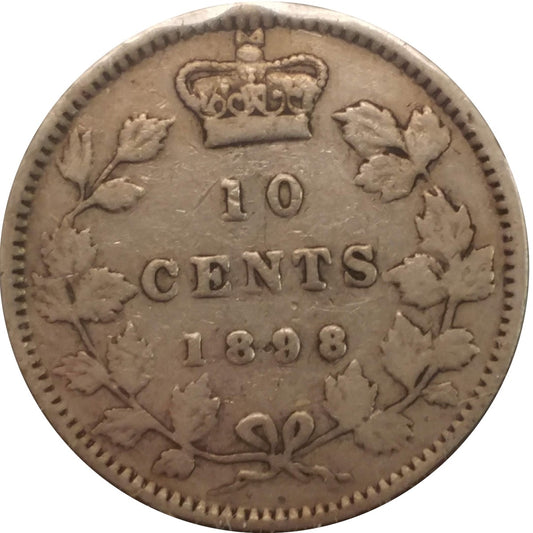 1898 Obv. 6 Canada 10-cents F-VF (F15)