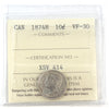 1874H Canada 10-cents ICCS Certified VF-30