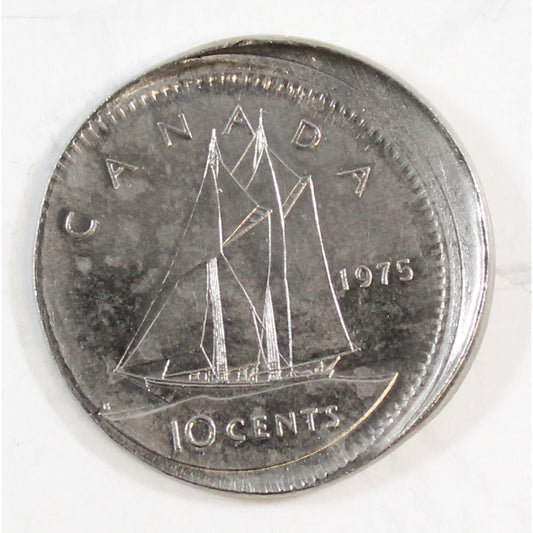 1975 Off Center Strike Canada 10 cent Brilliant Uncirculated (MS63) $