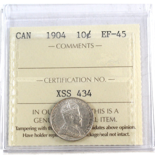 1904 Canada 10-cents ICCS Certified EF45