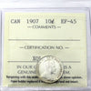 1907 Canada 10-cents ICCS Certified EF45