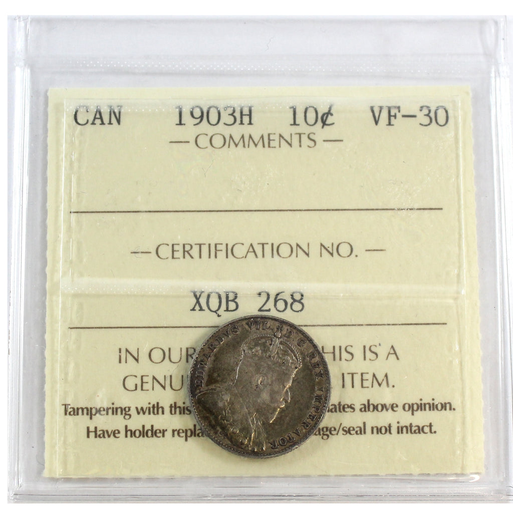 1903H Canada 10-cents ICCS Certified VF30