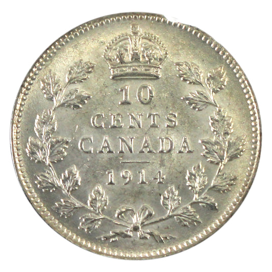 1914 Canada 10-cents Almost Uncirculated (AU50) $