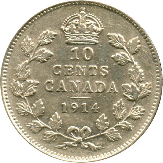 1914 Canada 10-cents VF-EF (VF30)