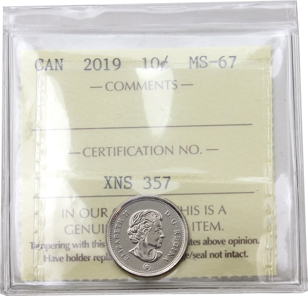 2019 Canada 10-cents ICCS Certified MS-67