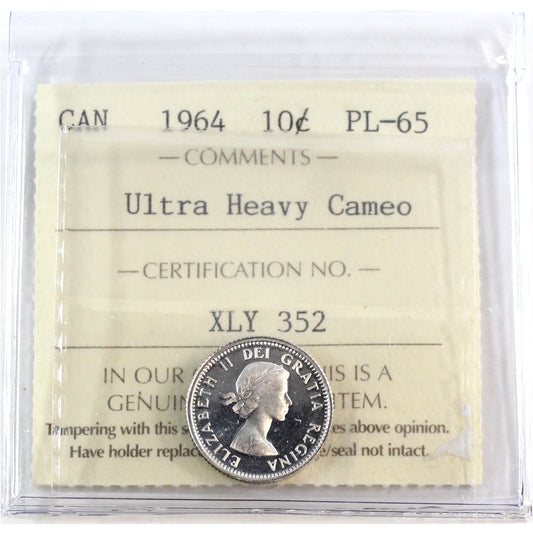 1964 Canada 10-cents ICCS Certified PL65 Ultra Heavy Cameo
