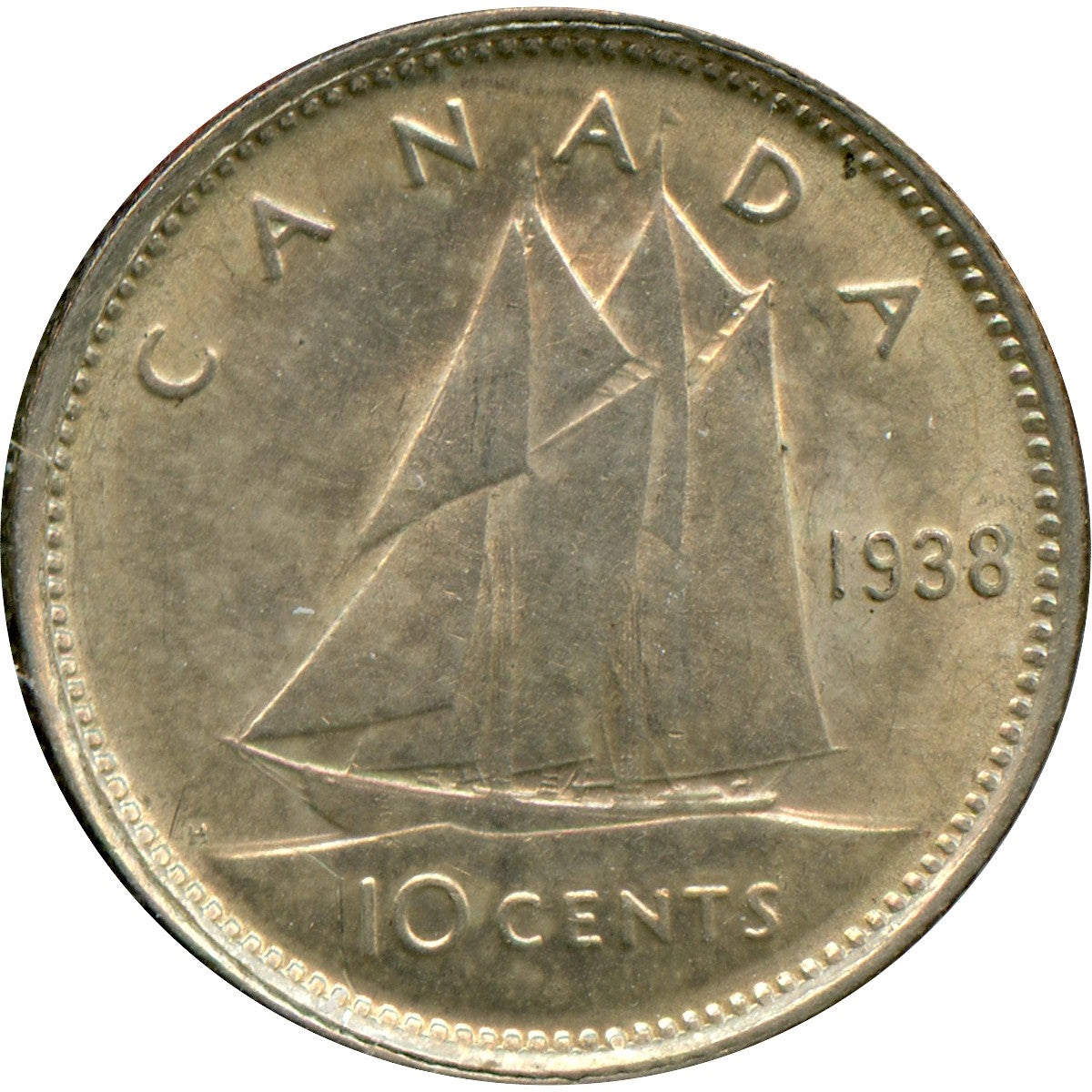 1938 Canada 10-cent UNC+ (MS-62) $