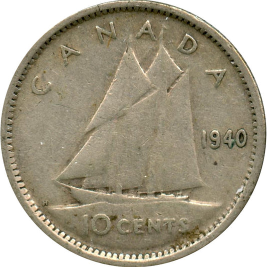 1940 Canada 10-cents Circulated