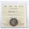 1885 Obv. 5 Canada 10-cents ICCS Certified VF-20