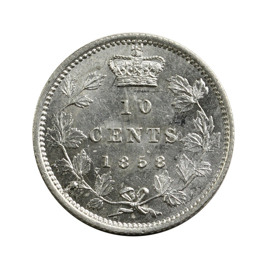1858 Canada 10-cents UNC+ (MS62) $