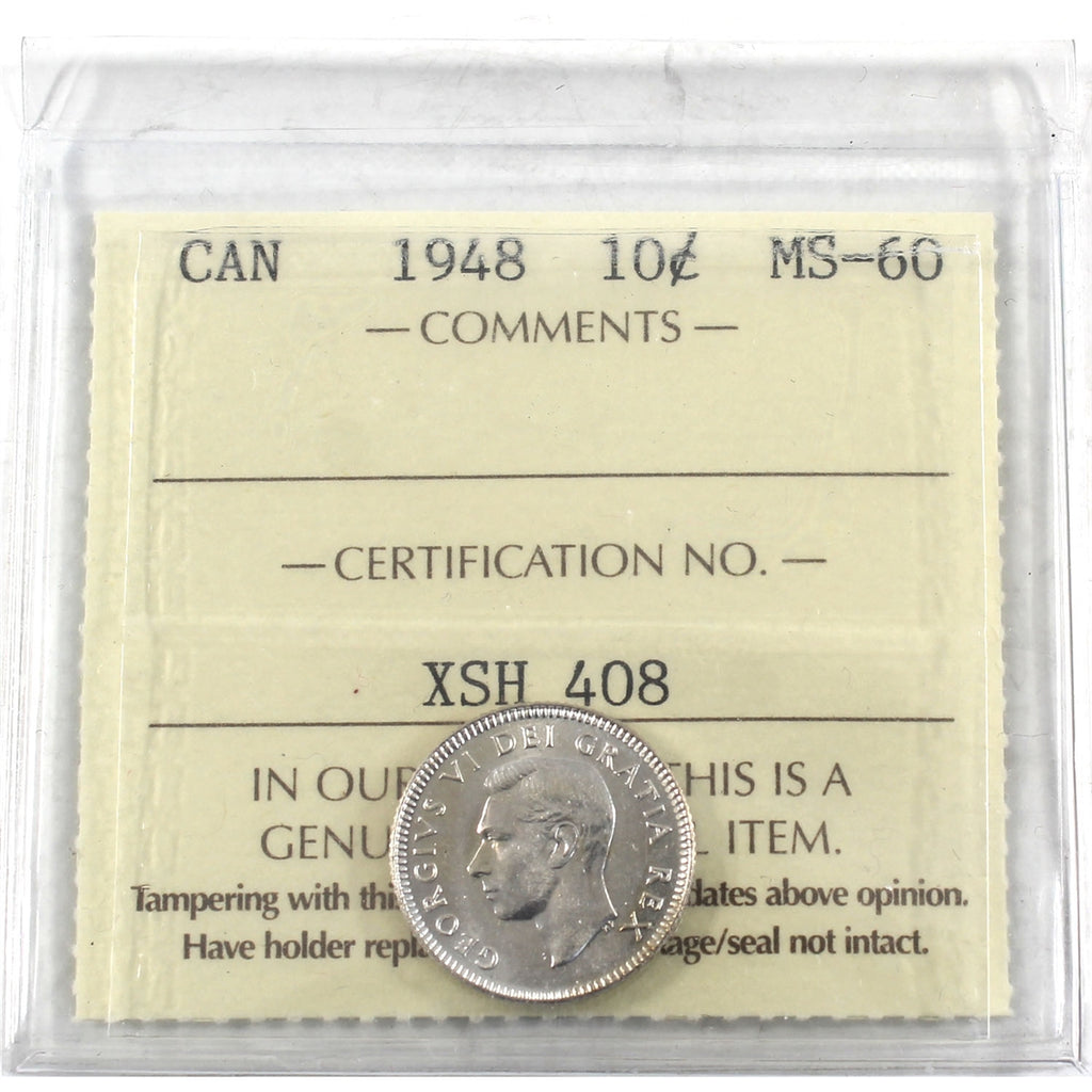 1948 Canada 10-cents ICCS Certified MS-60