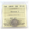 1881H Obv. 2 Canada 10-cents ICCS Certified VF20