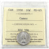 1958 Canada 10-cents ICCS Certified MS65 Cameo