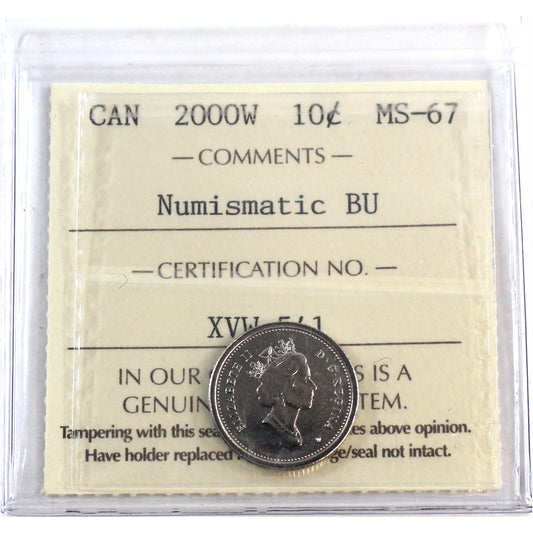 2000W Canada 10-cents ICCS Certified MS67 NBU