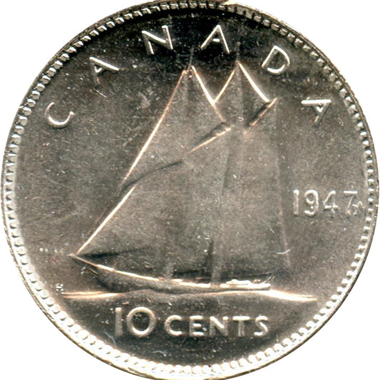 1947 Maple Leaf Canada 10-cents Brilliant Uncirculated (MS63)