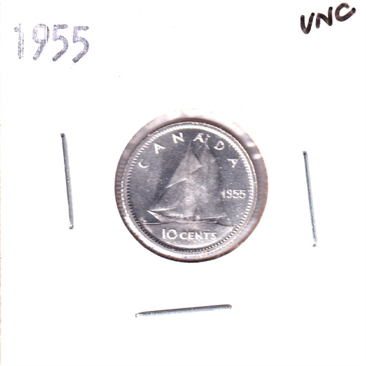 1955 Canada 10-cents Uncirculated (MS-60)