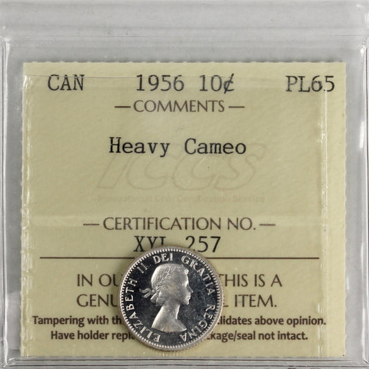 1956 Canada 10-cents ICCS Certified PL65 Heavy Cameo