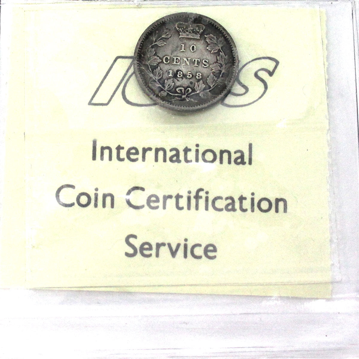 1858 Canada 10-cents ICCS Certified F-12