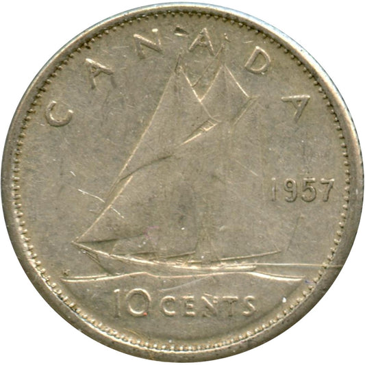 1957 Canada 10-cents Circulated