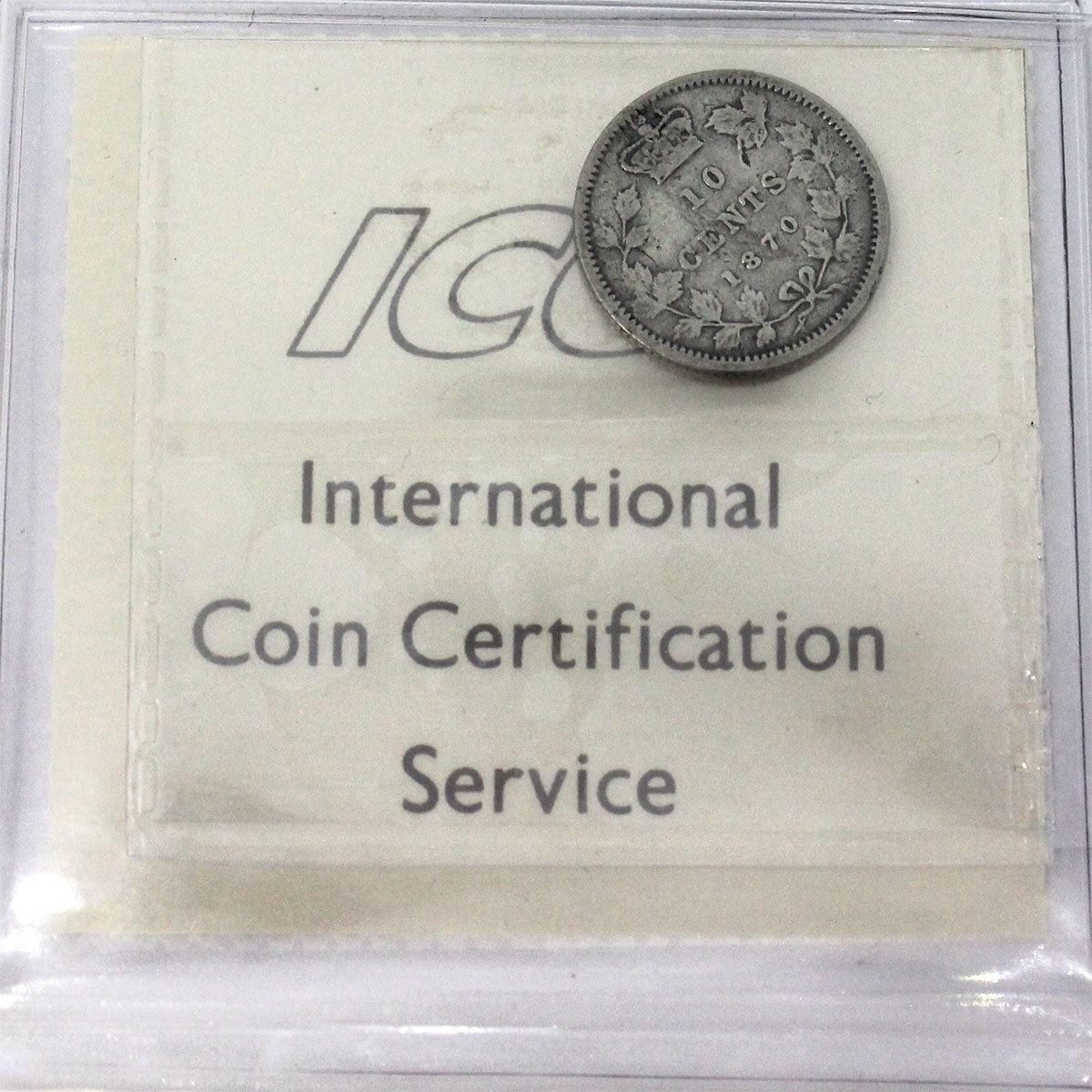 1870 Wide O Canada 10-cents ICCS Certified G-4