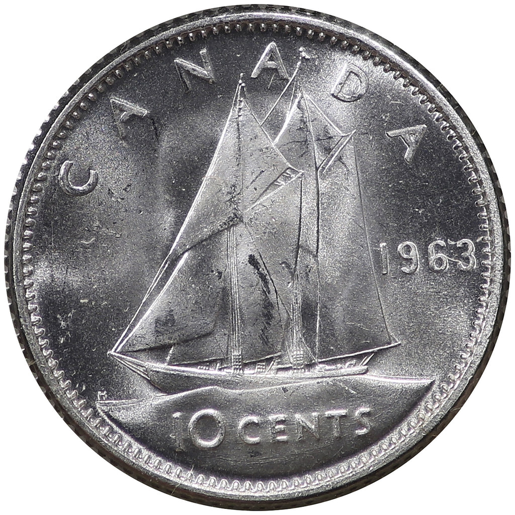 1963 Canada 10-cents Choice Brilliant Uncirculated (MS64)