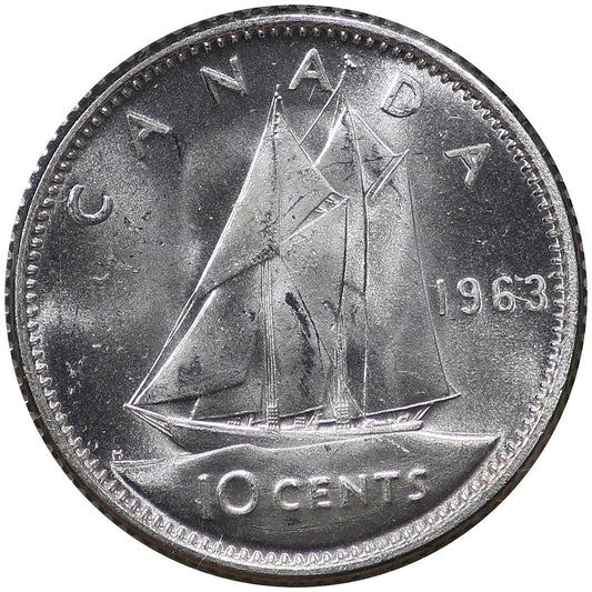 1963 Canada 10-cents Choice Brilliant Uncirculated (MS64)