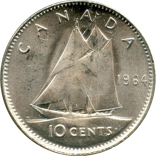 1964 Canada 10-cents Choice Brilliant Uncirculated (MS64)