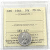 1964 Canada 10-cents ICCS Certified MS64