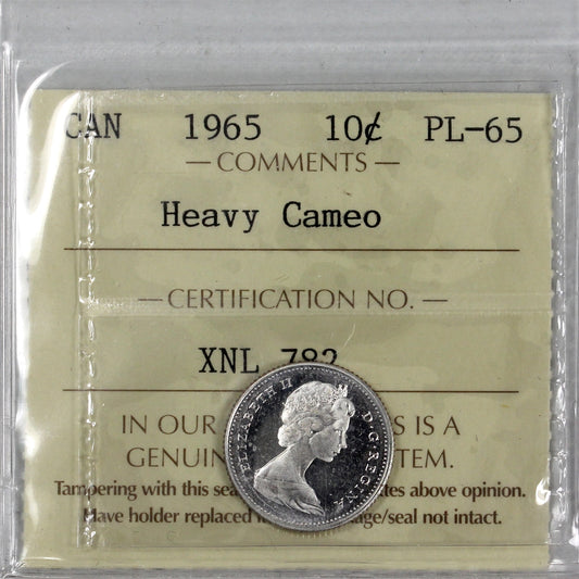 1965 Canada 10-cents ICCS Certified PL65 Heavy Cameo