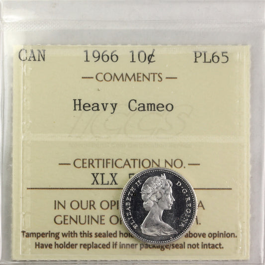 1966 Canada 10-cents ICCS Certified PL65 Heavy Cameo