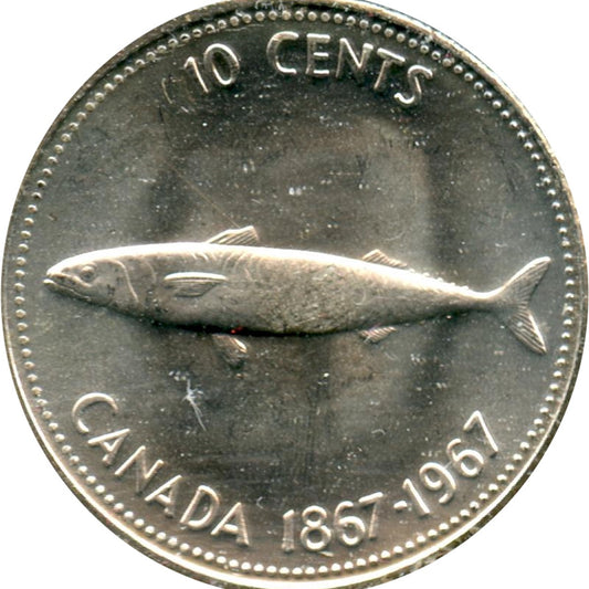 1967 Canada 10-cents Choice Brilliant Uncirculated (MS64)
