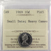 1969 Small Date Canada 10-cents ICCS Certified PL65 Heavy Cameo