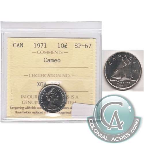 1971 Canada 10-cents ICCS Certified SP67 Cameo