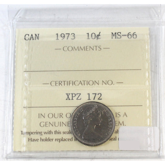 1973 Canada 10-cents ICCS Certified MS66