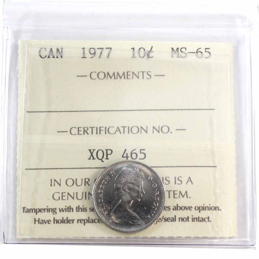 1977 Canada 10-cents ICCS Certified MS65