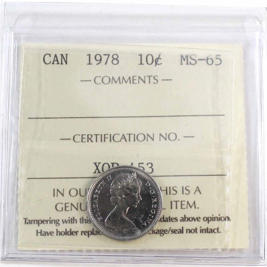 1978 Canada 10-cents ICCS Certified MS65