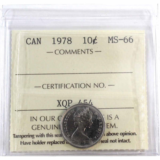 1978 Canada 10-cents ICCS Certified MS66