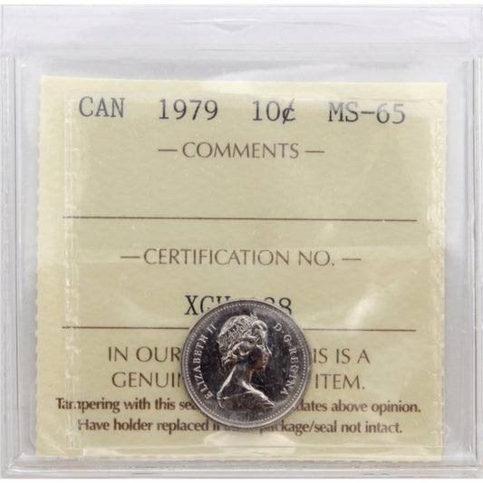 1979 Canada 10-cents ICCS Certified MS65