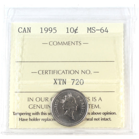 1995 Canada 10-cents ICCS Certified MS64